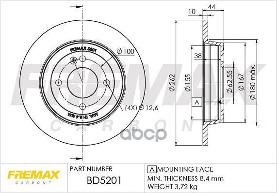Диск тормозной FREMAX BD-5201 FREMAX арт. BD-5201