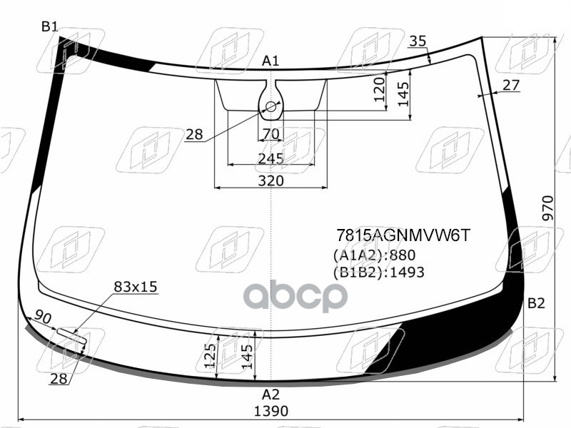 Стекло лобовое (Датчик дождя/ Молдинг/ Круглый датчик дождя) Skoda Rapid 12-20 / Volkswagen Polo 20- FYG арт. 7815AGNMVW6T