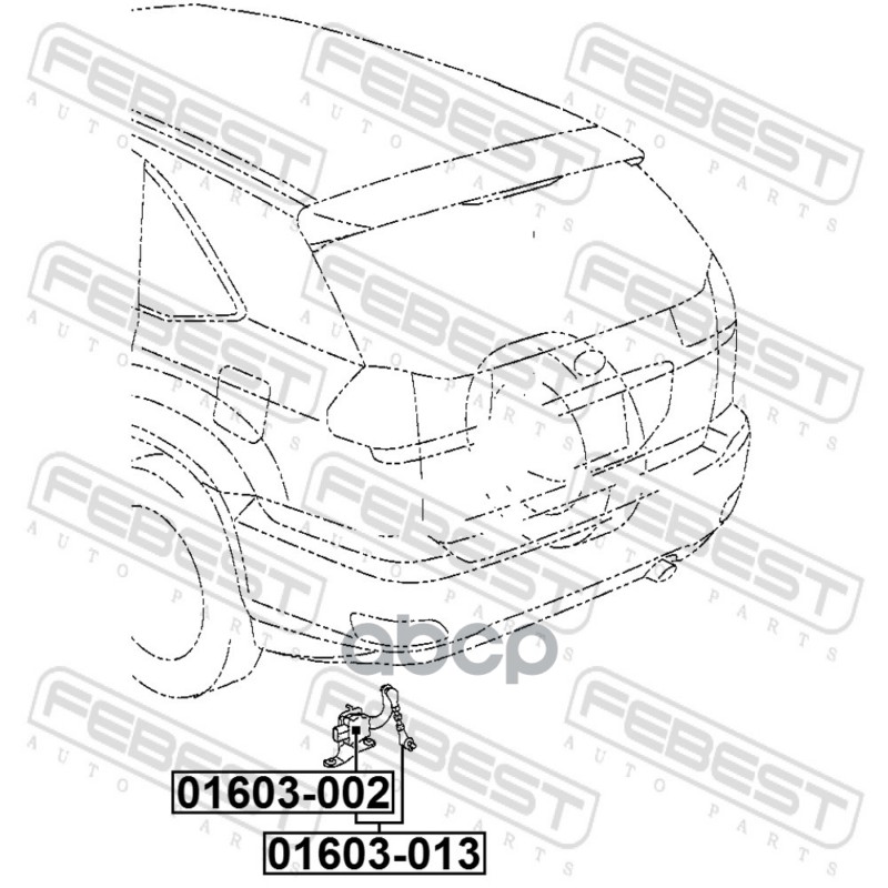 Датчик положения кузова задний (с кронштейном, с тягой) Febest арт. 01603013