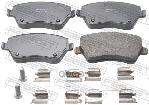 Колодки тормозные передние комплект (с болтами, с прижимной скобой) Febest арт. 2401CLIF