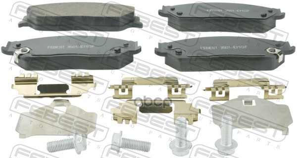 Колодки Тормозные Передние Комплект (С Болтами, С Прижимной Скобой) Febest арт. 3501EMGF