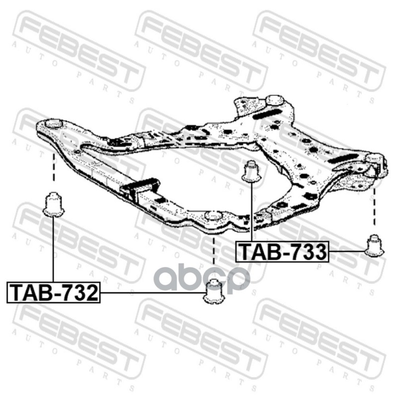 САЙЛЕНТБЛОК ПОДРАМНИКА ЗАДНИЙ TAB-733 Febest арт. TAB-733