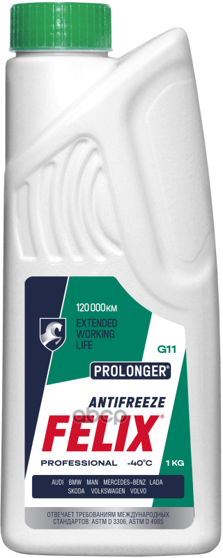 Антифриз готовый зеленый гибридный Prolonger -40 G11 1л Felix арт. 430206030