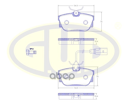 Колодки Зад Vw T4 2.5/2.4D 99-03 С Датчиком G.U.D арт. GBP076701
