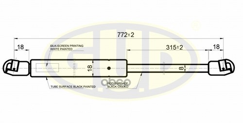 Амортизатор Капота Audi A4 (8E2,B6), A4 Avant (8E5,B6) 11/00-11/04 325N L=722/31 G.U.D арт. GGS010110