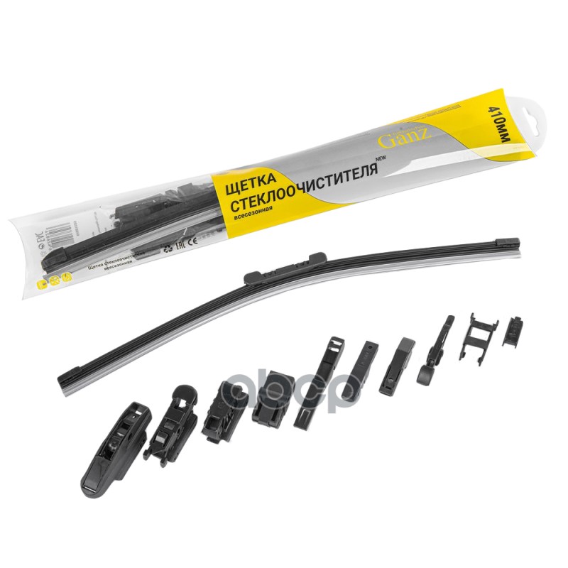 Щетка стеклоочистителя 410 мм бескаркасная 1 шт GANZ NEW GIS01029 (10 адаптеров) GANZ арт. GIS01029