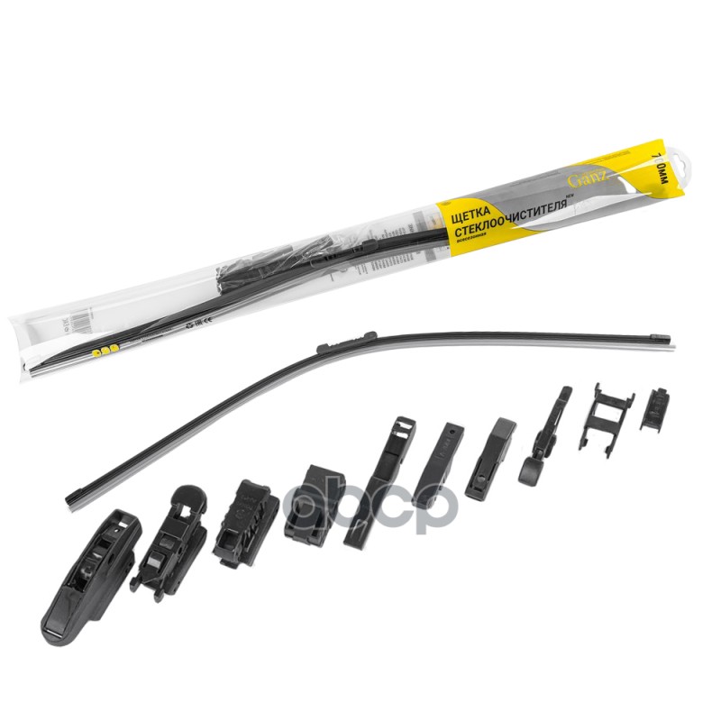 Щетка стеклоочистителя 700 мм бескаркасная 1 шт GANZ NEW GIS01038 (10 адаптеров) GANZ арт. GIS01038