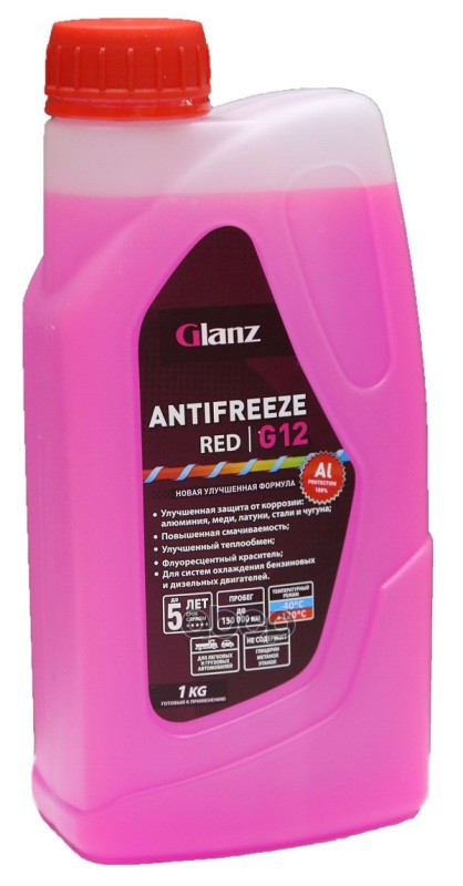 Антифриз Glanz Antifreeze Red G12 Готовый -40C Красный 1 Кг Gl-003 GLANZ арт. GL-003