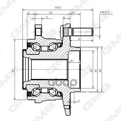 Ступица HYUNDAI TUCSON (15-),I40 (15-) KIA SPORTAGE (15-) ПЕРЕДНЯЯ GH-34870 GMB арт. GH34870
