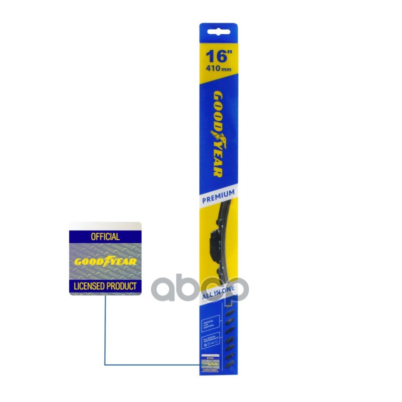 Щетка стеклоочистителя 410 мм бескаркасная 1 шт Goodyear PREMIUM GY000436 GOODYEAR арт. GY000436