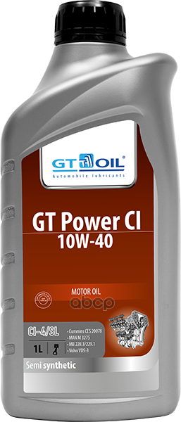 GT OIL Масло Gt Power Ci  Sae 10W-40  Api Ci-4/Sl П/С  1 Л