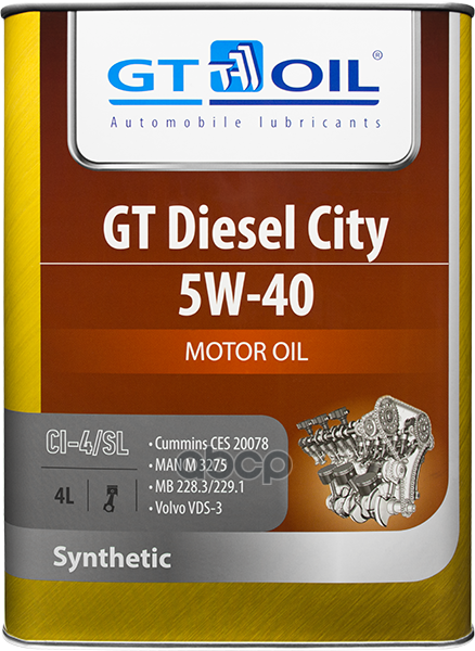 GT OIL Масло GT Diesel City  SAE 5W-40  API CI-4/SL син.  4 л
