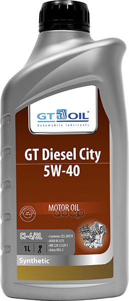 GT OIL Масло моторное синтетическое GT Diesel City 5W40 SL/CI-4, E7 1л