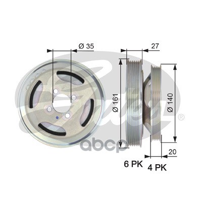 Шкив Коленвала Fiat Doblo 1.3D 04- Gates Tvd1075 Gates арт. TVD1075