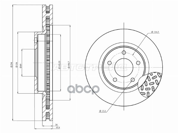 Диск тормозной (Спереди) Mitsubishi ASX 10- / Lancer 07-17 HOSU арт. HSDB0137