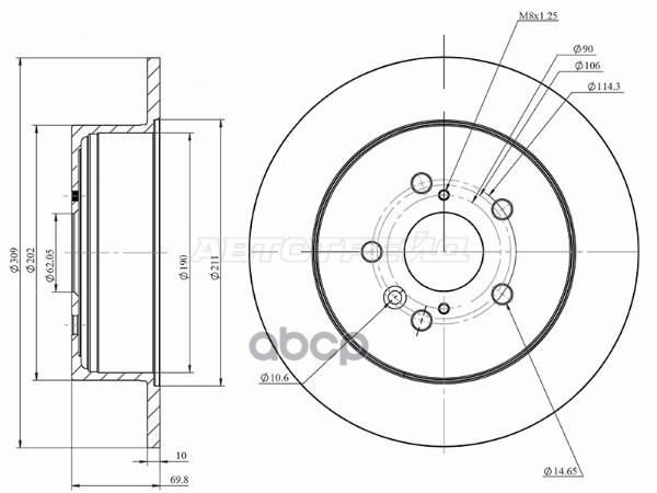 Диск тормозной (Сзади) Toyota Highlander 07-13 HOSU арт. HSDB0186