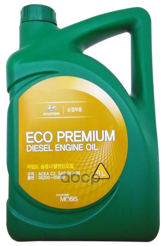 Масло моторное HYUNDAI/KIA Eco Premium Diesel 0W-30 синтетическое 6 л 05200-00640 Hyundai-KIA арт. 05200-00640