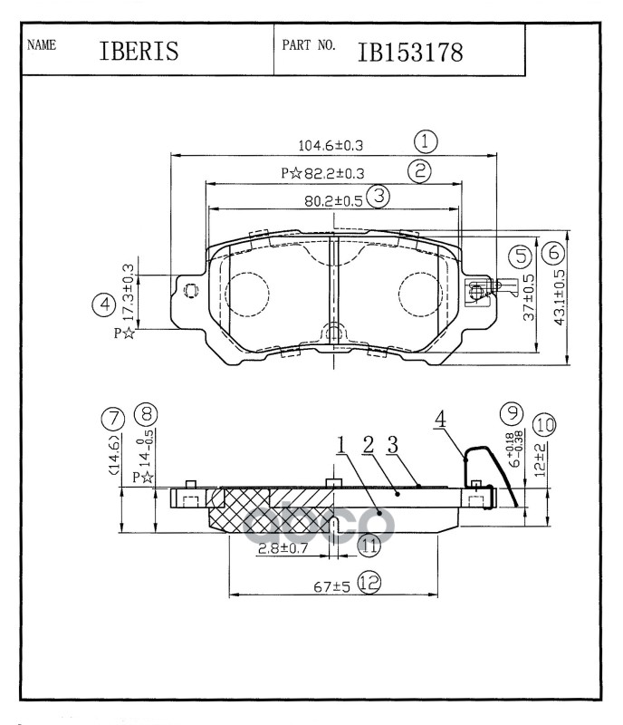 Колодки Тормозные Дисковые Задние, Комплект IBERIS арт. IB153178