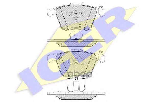 Колодки торм. диск. пер. XC90 2.5iT 3.0i T6 (17) Icer арт. 181655