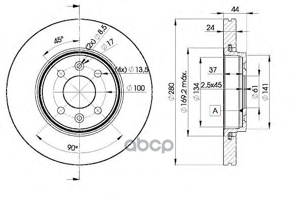 Диск Тормозной Передний Renault Megane Ii/Scenic Ii /Vent.d=280Mm Icer 78Bd7829-2 Icer арт. 78BD7829-2