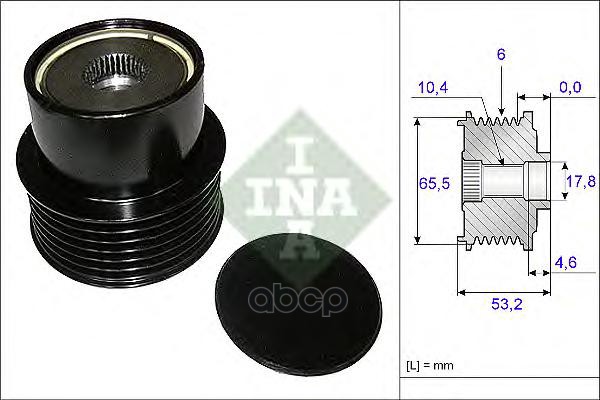 Шкив генератора VOLVO S60 II, S80 II, XC90 3.0, 3.2 535019510 Ina арт. 535019510