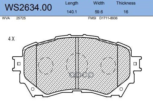 Колодки Тормозные Дисковые | Перед | JEENICE арт. WS263400