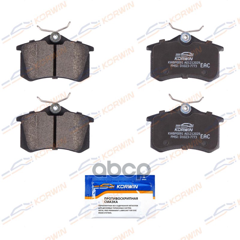 Колодки Тормозные Дисковые Зад. Citroen C4 04-/Nissan Note 06-/Renault/Octavia 04-/Vw KORWIN арт. KWBP0091