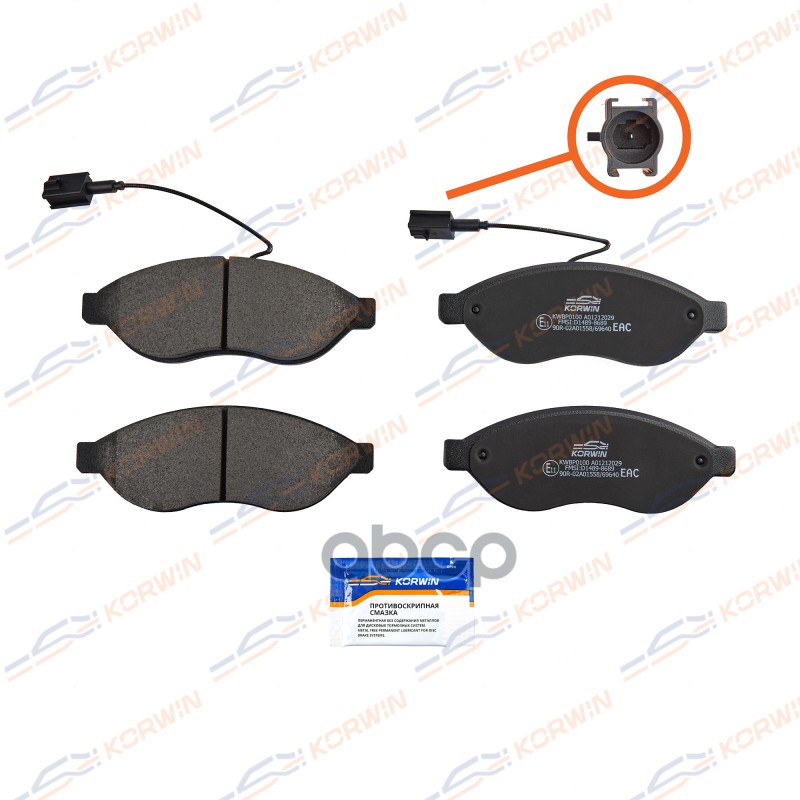 Колодки Тормозные Дисковые Перед. Citroen Jumper 06-/Fiat Ducato (250) 06-/Boxer 06- KORWIN арт. KWBP0100