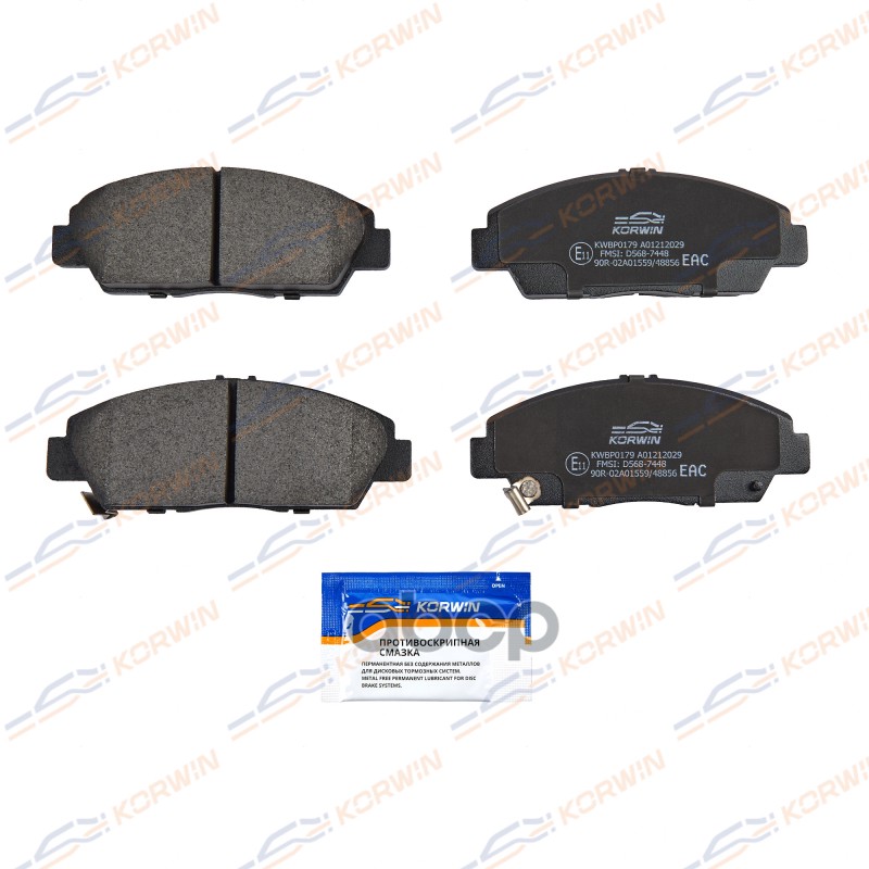 Колодки Тормозные Дисковые Перед. Honda Accord Iv-Vi -03/Prelude 91-01/Shuttle 94-04 KORWIN арт. KWBP0179