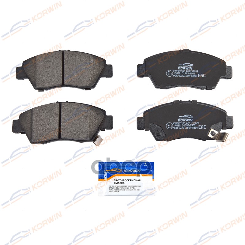 Колодки Тормозные Дисковые Перед. Honda Civic V-Viii 94-12/Fr-V 04-11/Jazz Iii 07- KORWIN арт. KWBP0185