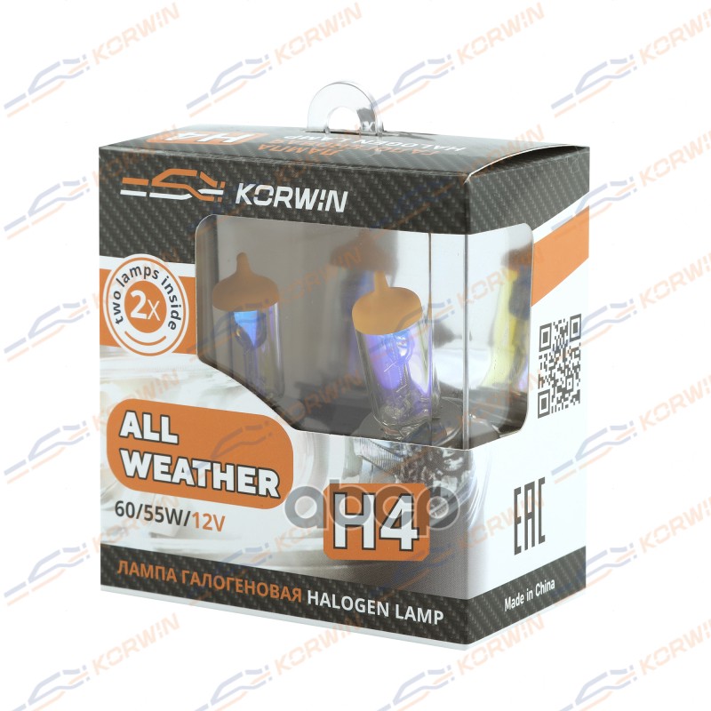 Лампа Галогенная (H4 12V 60/55W P43t All Weather ) Блистер К-Т 2Шт KORWIN арт. KWYN0055