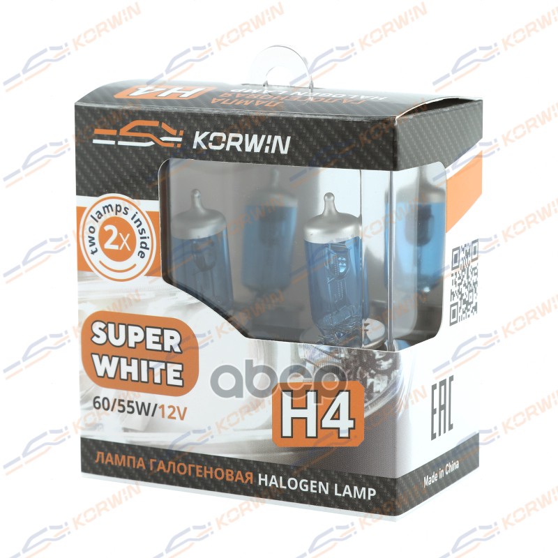 Лампа Галогенная (H4 12V 60/55W P43t Super White ) Блистер К-Т 2Шт KORWIN арт. KWYN0056