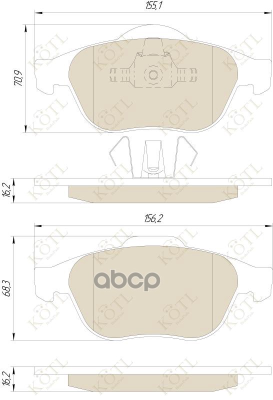 Колодки тормозные дисковые передние к-т RENAULT LAGUNA 01-/SCENIC 03- KOTL арт. 1468kt