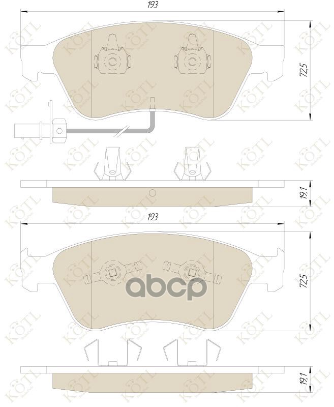 Колодки тормозные дисковые передние к-т AUDI A6/A8/VOLKSWAGEN PHAETON 2.7-6.0 02- KOTL арт. 1553kt