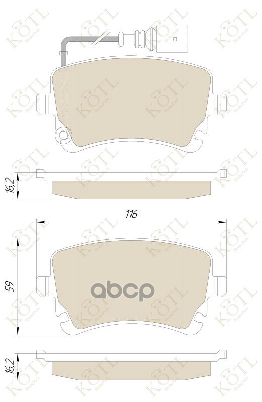 Колодки тормозные дисковые задние к-т с датчиком износа VOLKSWAGEN T5 03>/MULTIVAN 03> KOTL арт. 1557kt