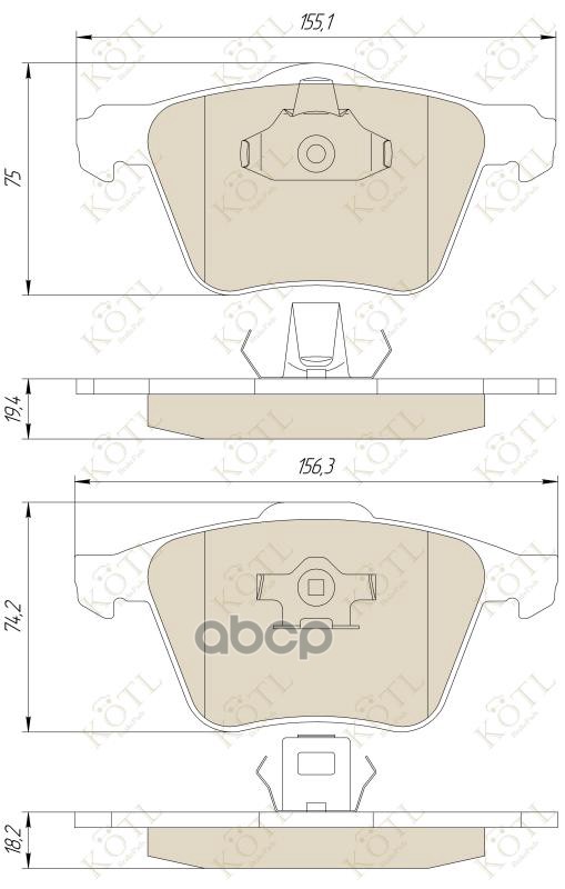 Колодки тормозные дисковые передние к-т VOLVO XC90 02> KOTL арт. 1565kt