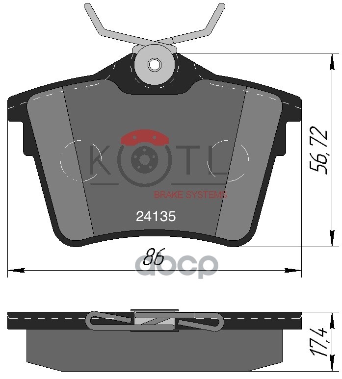 Колодки тормозные дисковые задние к-т CITROEN C5 08-/PEUGEOT 407 04-/607 00- KOTL арт. 1596kt