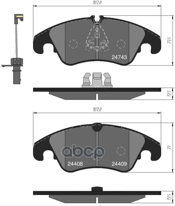 Колодки тормозные дисковые передние к-т AUDI A4/A4 ALLROAD/A5/Q5 1.8-3.2 07- KOTL арт. 1768kt