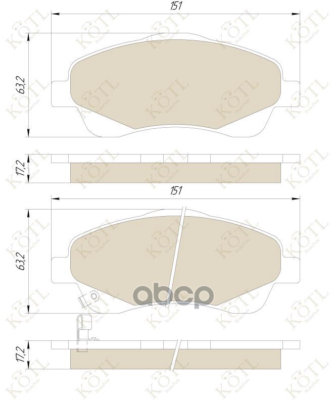 Колодки тормозные дисковые передние к-т TOYOTA AVENSIS 03>/COROLLA VERSO 1.8/2.0D/ KOTL арт. 3336kt