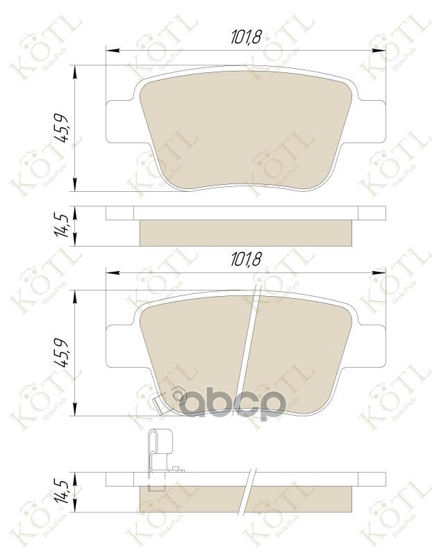 Колодки тормозные дисковые задние к-т TOYOTA AVENSIS 03>/COROLLA VERSO 04> KOTL арт. 3337kt