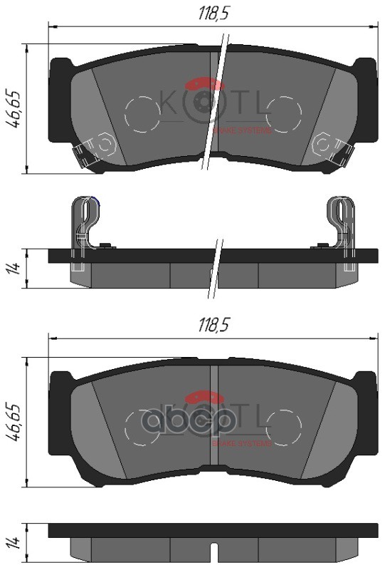 Колодки тормозные дисковые задние к-т HYUNDAI H-1 01-/SANTA FE (CM)/(SM) 05- KOTL арт. 3419kt