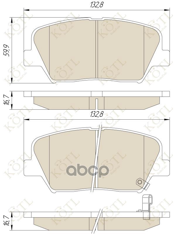 Колодки тормозные дисковые передние к-т HYUNDAI ELANTRA  i30  VELOSTER  KIA CARENS KOTL арт. 3549kt