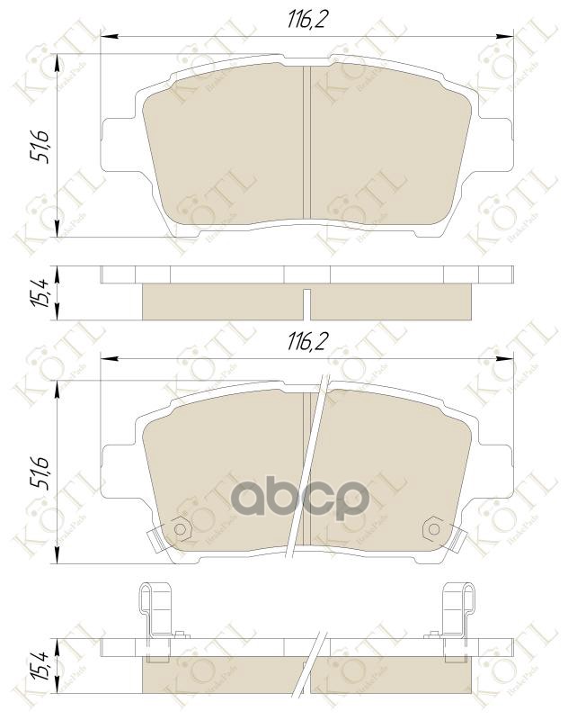 Колодки тормозные дисковые передние к-т TOYOTA COROLLA/PRIUS/YARIS 1.0-1.6 99- KOTL арт. 7075kt
