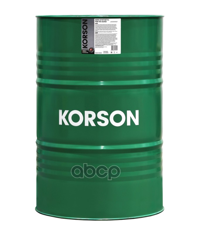 Korson 10W-40 Semi-Synthetic A3/B4 200Л (Полусинт. Мотор. Масло)