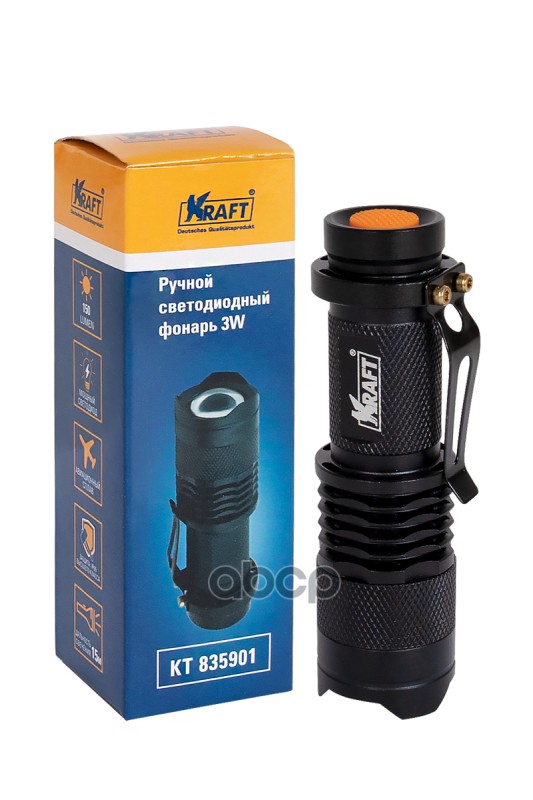Фонарь Ручной Светодиодный,Led ,3W Kraft Kt 835901 Kraft Kt835901 Kraft арт. KT835901