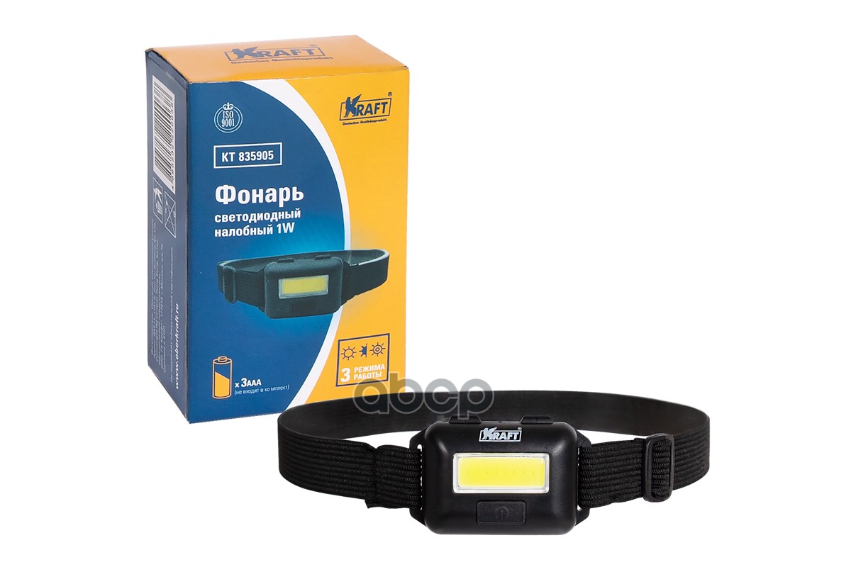 Фонарь Светодиодный Налобный 1W Kraft Kt 835905 Kraft Kt835905 Kraft арт. KT835905