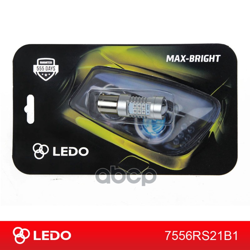LEDO Лампа светодиодная P21W Max-Bright 21SMD линза красная 12V LEDO арт. 7556rs21b1
