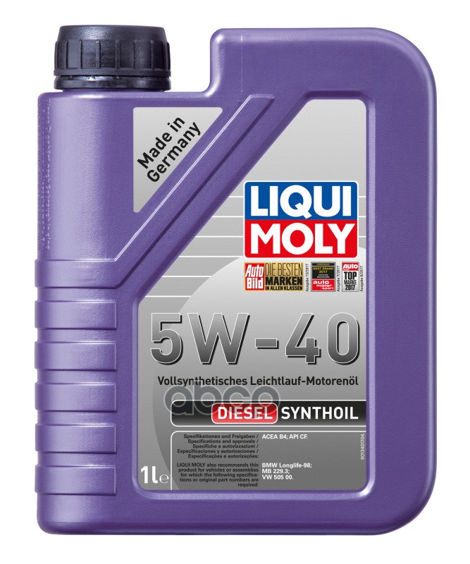 LIQUI MOLY Масло моторное LIQUI MOLY Diesel Synthoil 5W-40 синтетическое 1 л  1926 / 1340