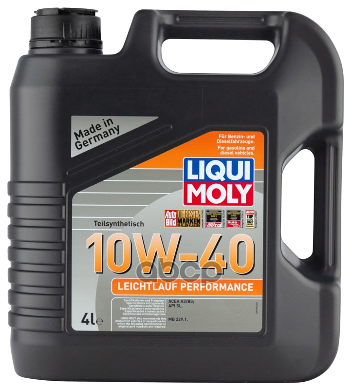 LIQUI MOLY П/с. мот.масло Leichtlauf Performance 10W-40 SL A3/B3 (4л)