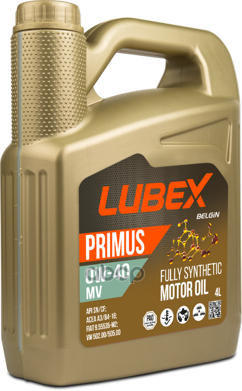 LUBEX Масло Моторное Primus Mv 0W-40  4L